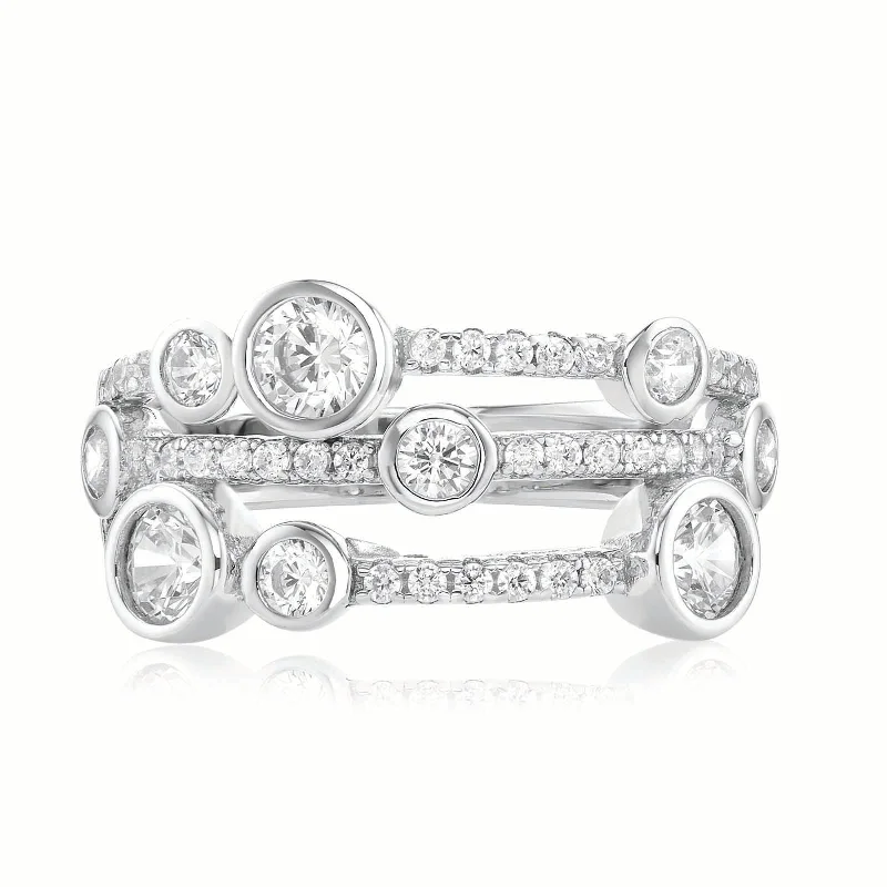 wedding band with diamonds Sterling Silver White Cubic Zirconia Ring