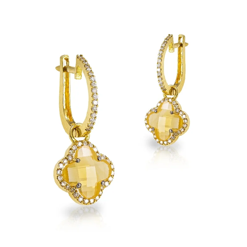 vintage-style filigree bracelet Clover Citrine Drop Earrings