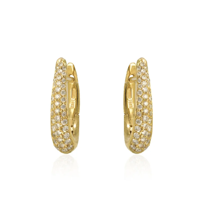handmade copper wire ring Diamond Pave Tapered Huggie Earrings