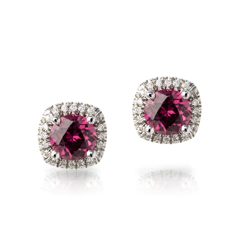 hammered gold signet ring Cushion Garnet Stud Earrings