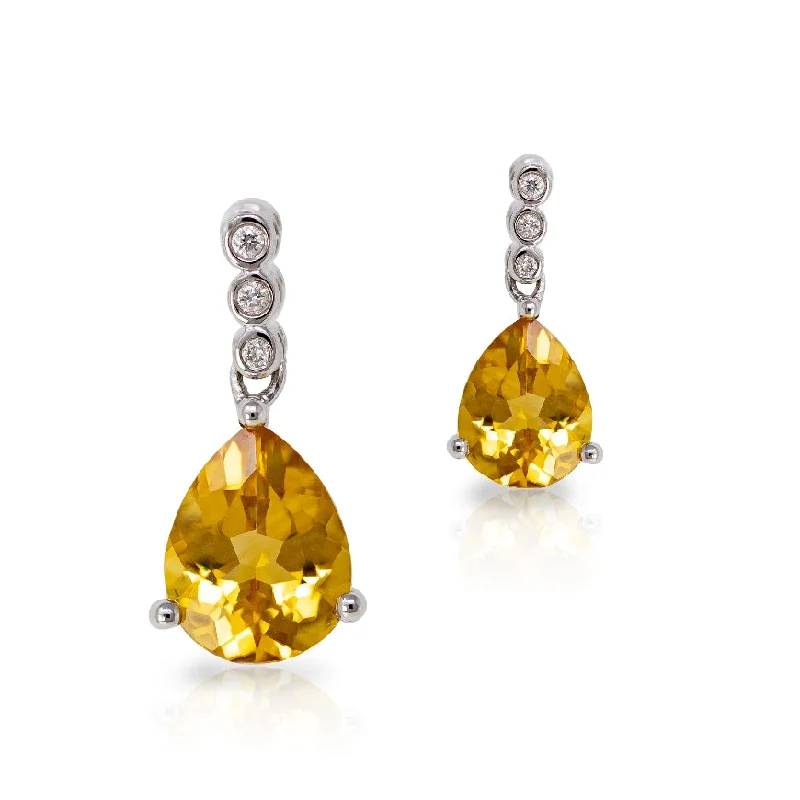 white topaz stacking rings Pear Shape Citrine & Diamond Earrings