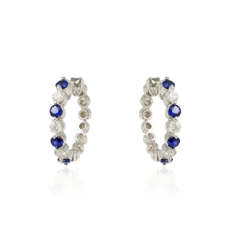 minimalist black diamond studs Shared Prong Sapphire & Diamond