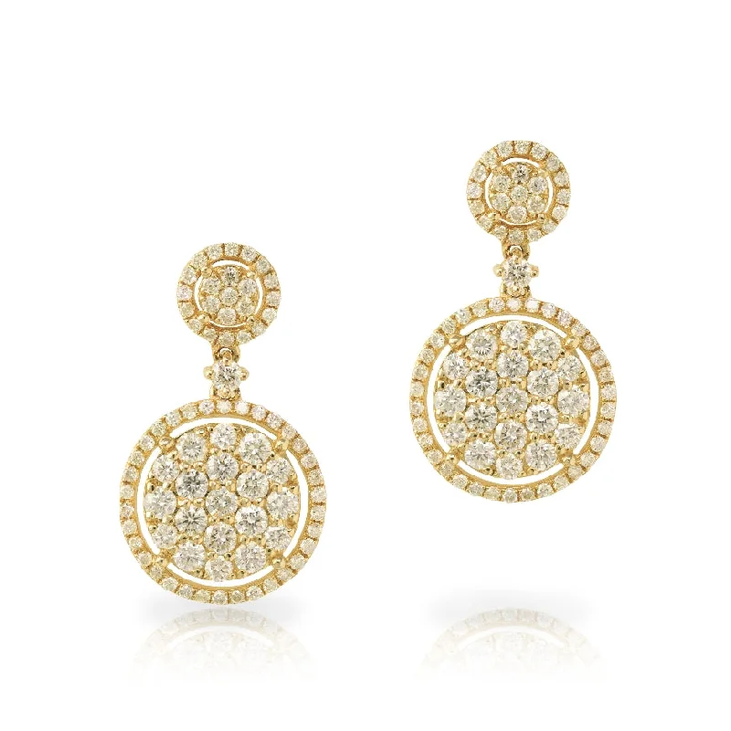 minimalist black pearl necklace Round Diamond Double Drop Disk Earrings