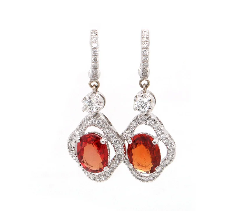 real jade jadeite bangle 3.00ctw Orange Sapphire and 0.42ctw Diamond Frame Drop Earrings in 18K