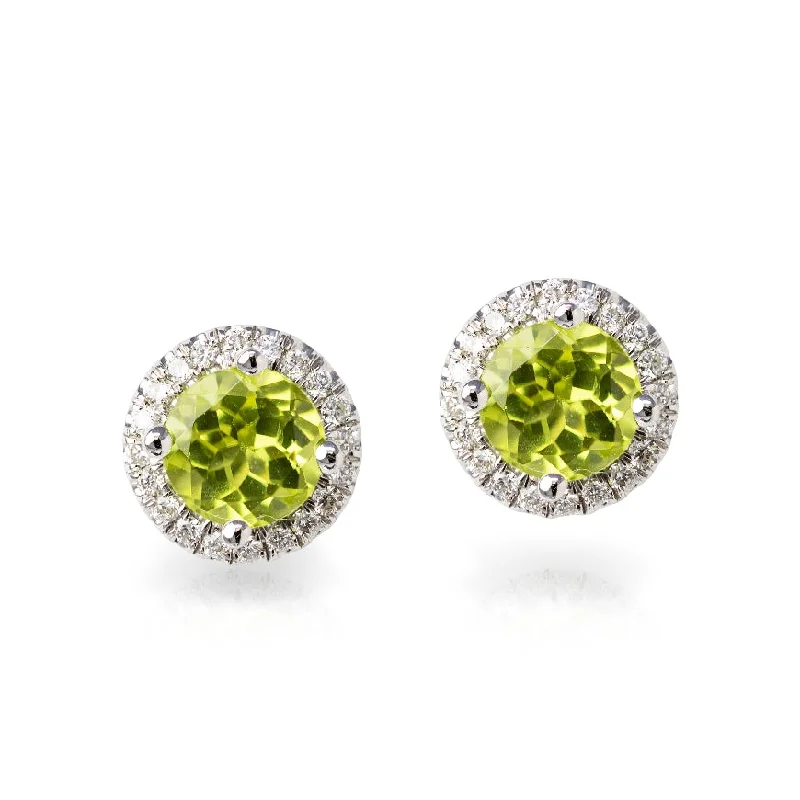 elegant pearl necklace with diamonds Round Peridot & Diamond Earrings