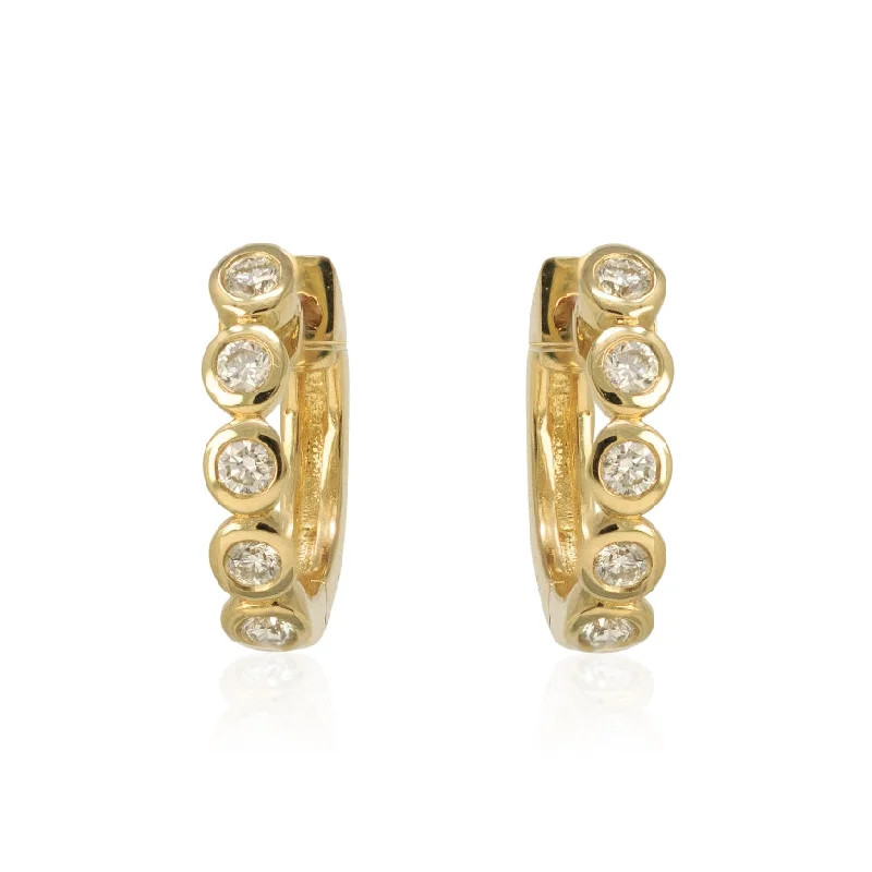 luxury diamond eternity ring Round Diamond Bezel Huggies