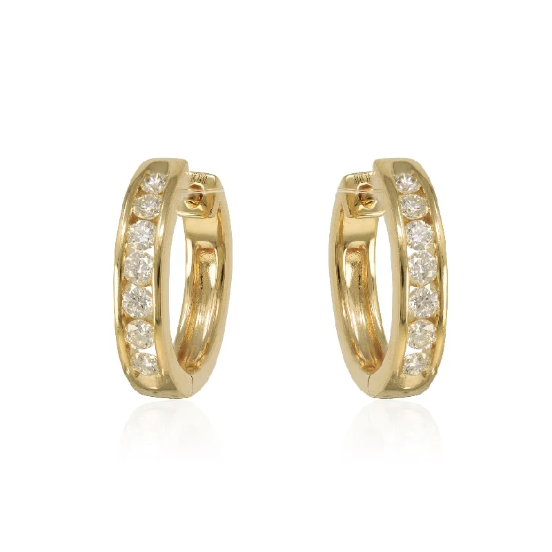 sterling silver infinity loop ring Channel Set Diamond Huggies