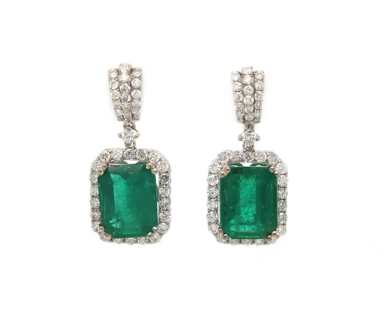 dainty gold anchor bracelet 5.00ctw Emerald and 1.75ctw Diamond Frame Drop Earrings in 18K