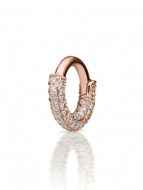 5mm Diamond Pavé Five Row Rose Gold Single Hoop Earring