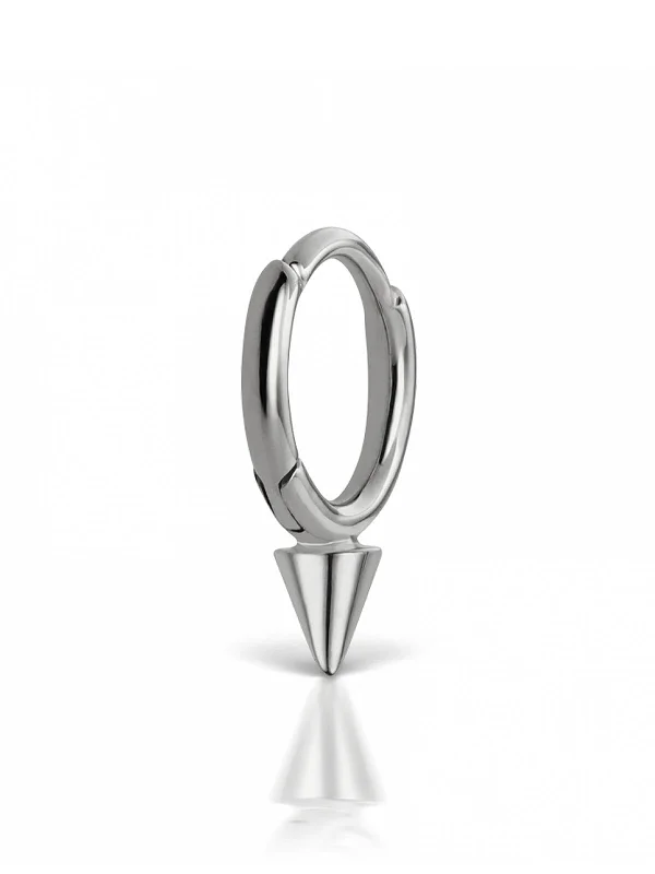 6.5mm Non-Rotating Spike White Gold Single Hoop Earring