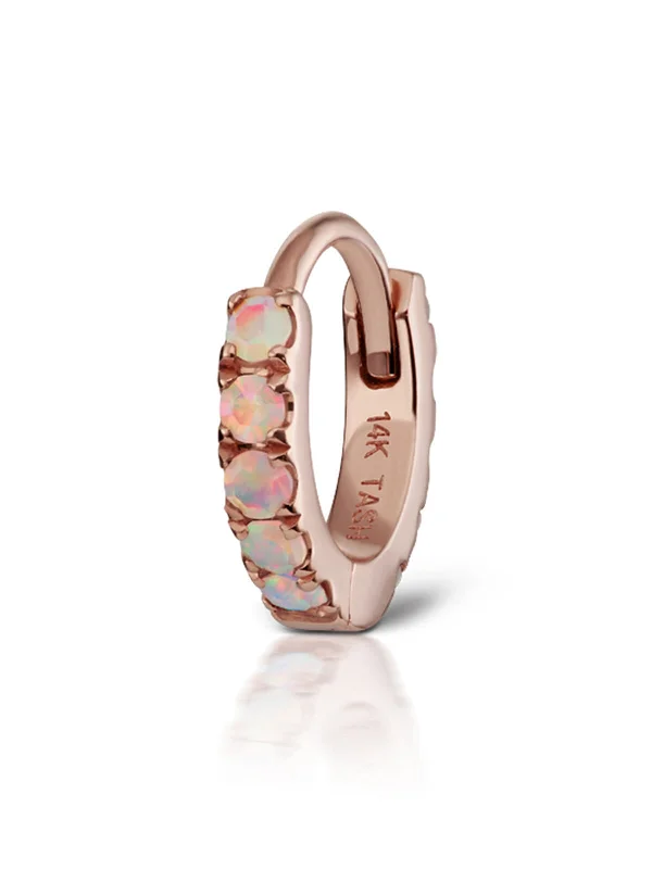 6.5mm Opal Rose Gold Eternity Single Hoop Earring