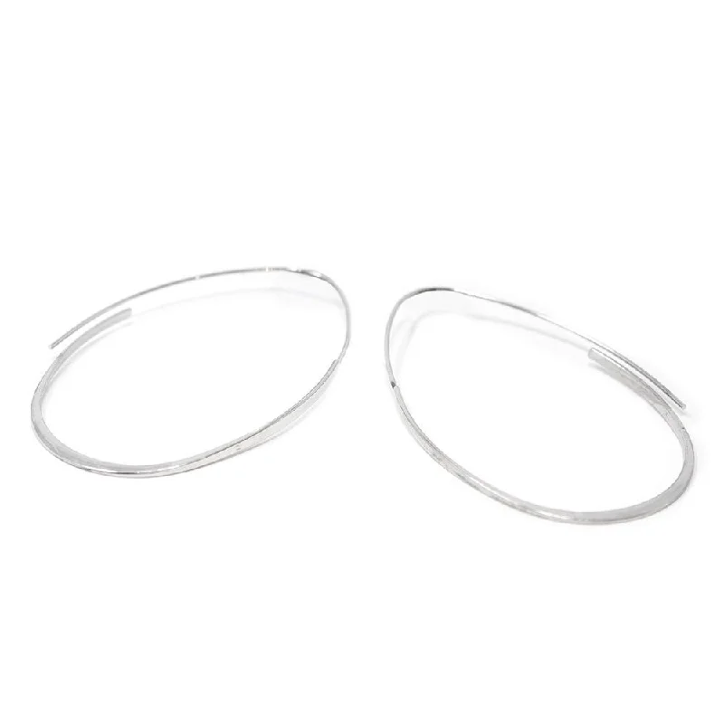 handcrafted sterling silver necklace 60mm Oval Pin Hoop Earrings 24kt White Gold Dip