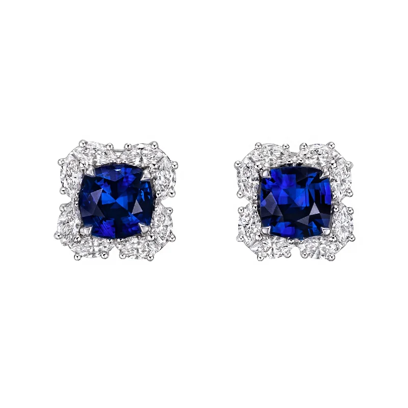 handmade leather cuff bracelet Cushion Sapphire & Marquise Diamond Earrings
