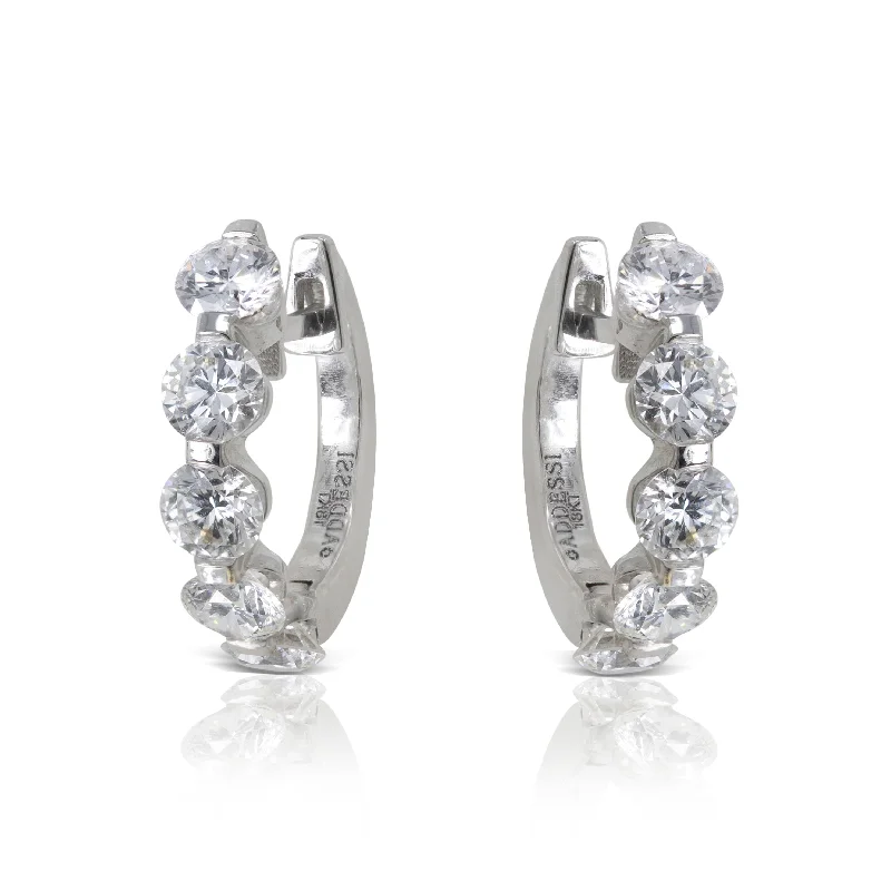 classic pearl bridal earrings Addessi Diamond Huggie Earrings