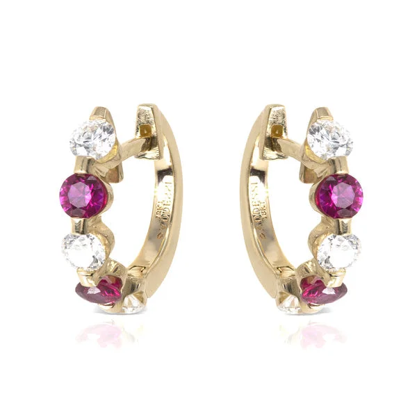 adjustable minimalist wave bracelet Addessi Diamond & Ruby Huggie Earrings