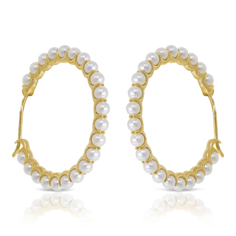 handmade wire-wrapped gemstone ring Baby Akoya Pearl Hoop Earrings