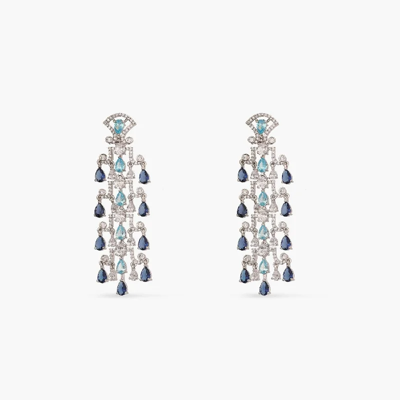 Aqua Shine CZ Drop Silver Earrings