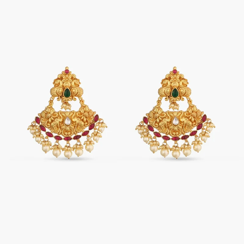 Avni Antique Silver Chandbali Earrings