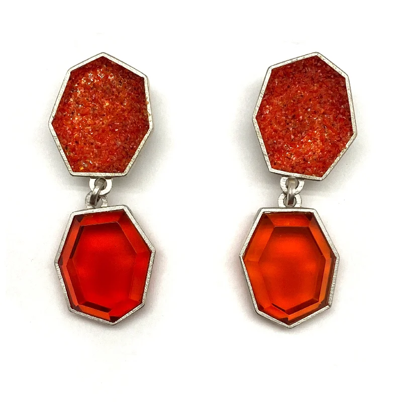 adjustable infinity charm bracelet Babette Von Dohananyi - Orange Red Geometric Glass Earrings