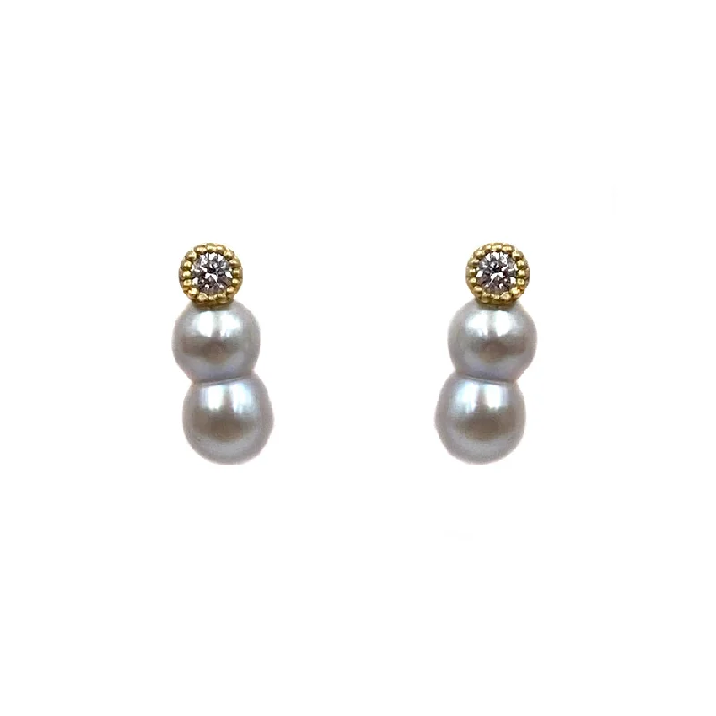 gold heart-shaped pendant necklace Baby Akoya Pearl Earrings