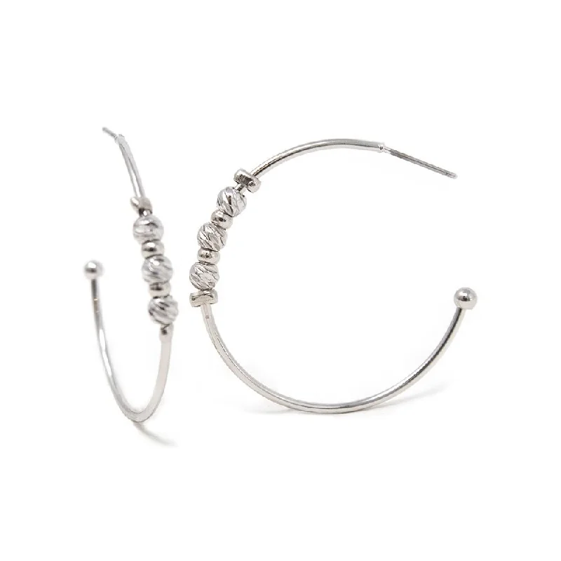 delicate heart stud earrings Beaded Post-Back Hoop Earrings Rhodium Pl