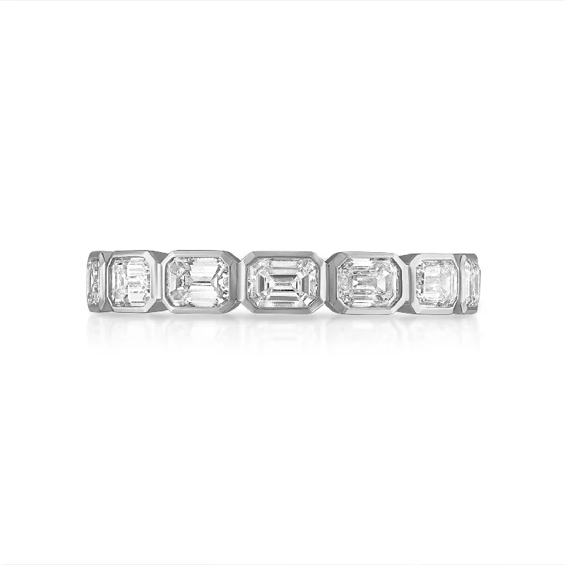 elegant aquamarine drop earrings Bezel Set East/West Emerald Cut Eternity Band