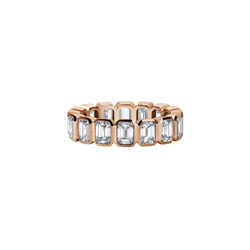 minimalist birthstone bangle Bezel Set Emerald Cut Eternty Band 4.94ct