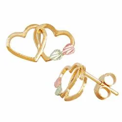 men’s woven leather bracelet Black Hills Gold Double Heart Earrings