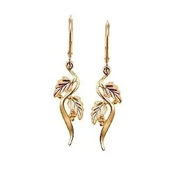simple gold hoop earrings Black Hills Gold Leaf Earrings