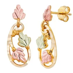 luxury diamond anniversary band Black Hills Gold Leaf Earrings