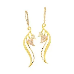 emerald cut diamond wedding ring Black Hills Gold Leverback Leaf Earrings