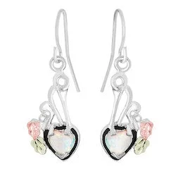natural turquoise ring handmade Black Hills Silver Opal Heart Earrings