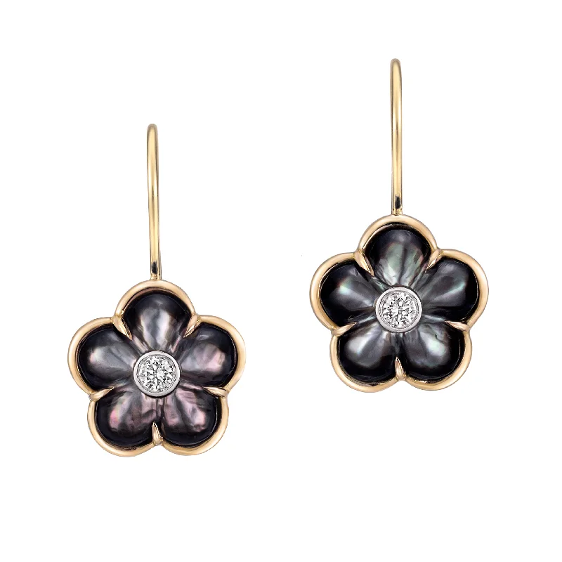 simple crescent moon ring Black Mother-of-Pearl Earrings