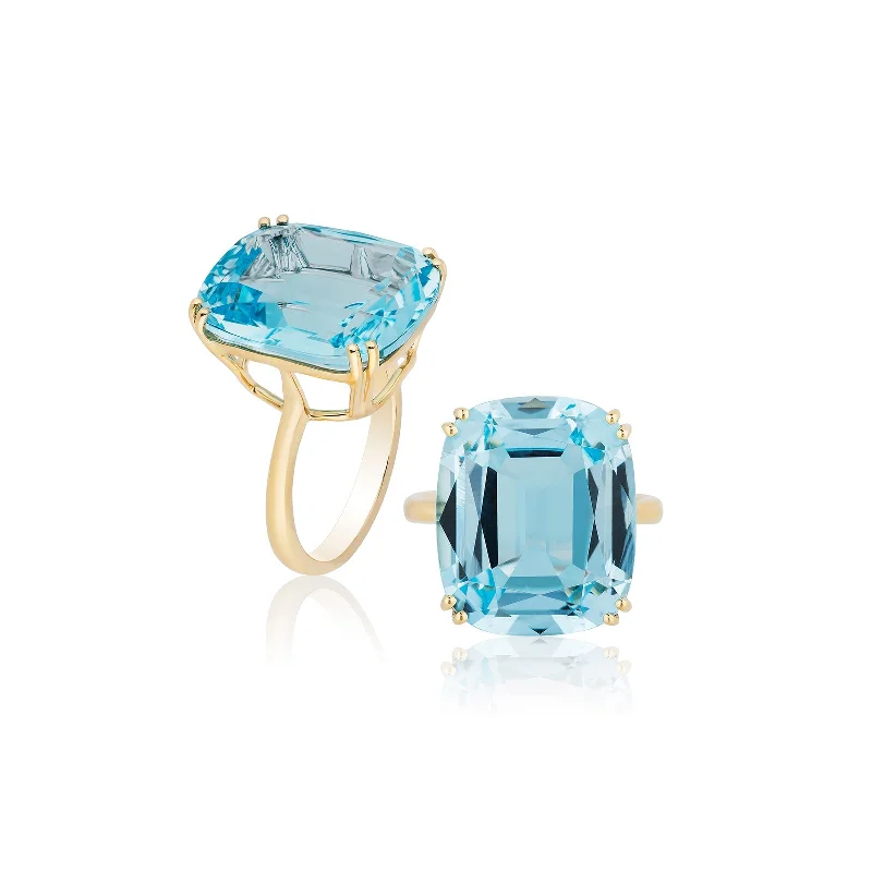 Blue Topaz Cushion Ring