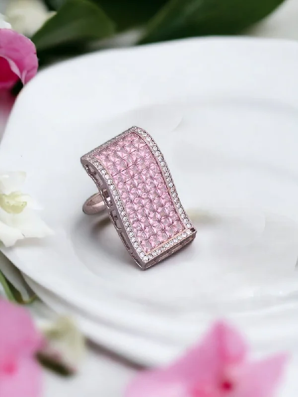 dainty lotus flower ring Blush Niki Zirconia Ring