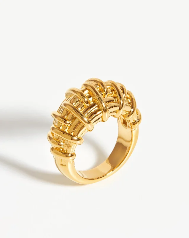 dainty silver hamsa bracelet Bombe Raffia Ring | 18ct Gold Plated