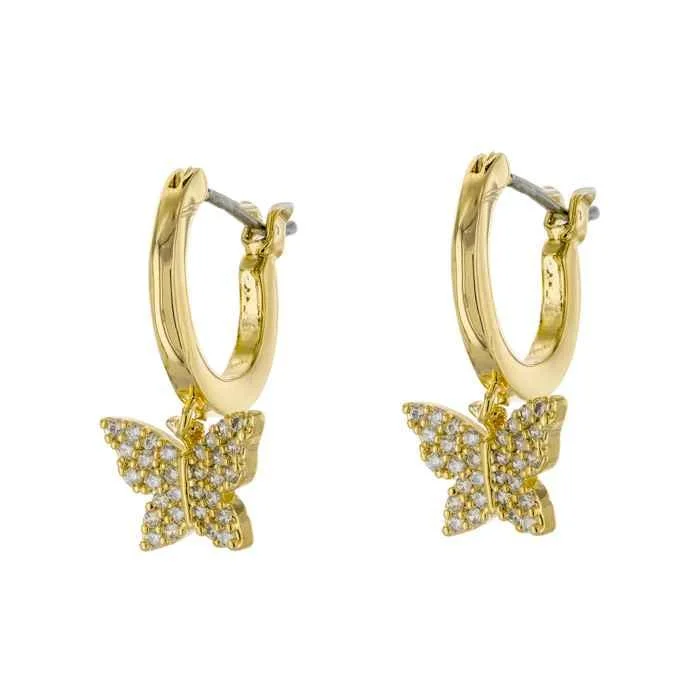 real ruby pendant necklace Brass CZ Butterfly Hoop Earrings 14K Gold Plated