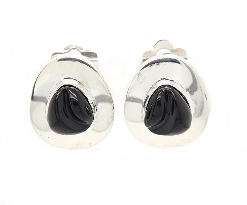 personalized pet photo necklace Burle Marx Freeform Black Tourmaline Clip On Earrings in Sterling