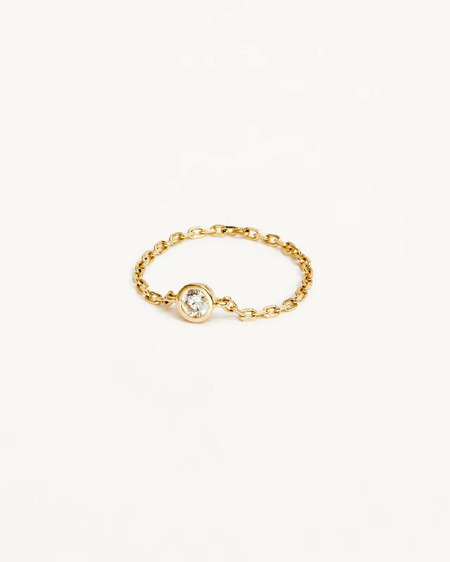 vintage diamond brooch pin 9k Solid Gold Celestial Lab-Grown Diamond Chain Ring