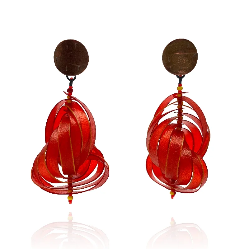 handmade resin flower earrings Christine Demmel  - Fire Swirl Earrings