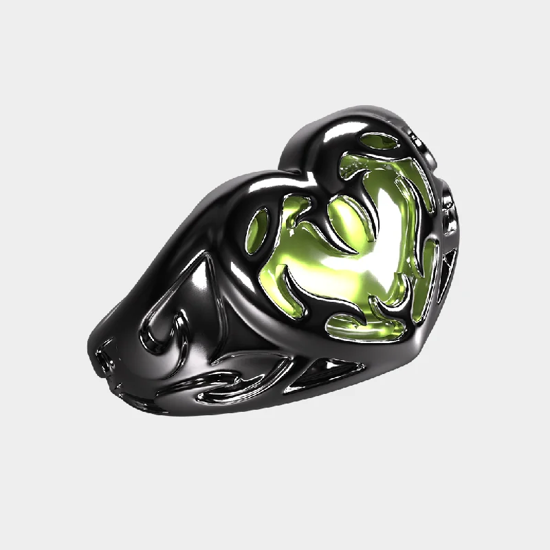 heart-shaped promise ring sterling silver Clementine - Green Ring