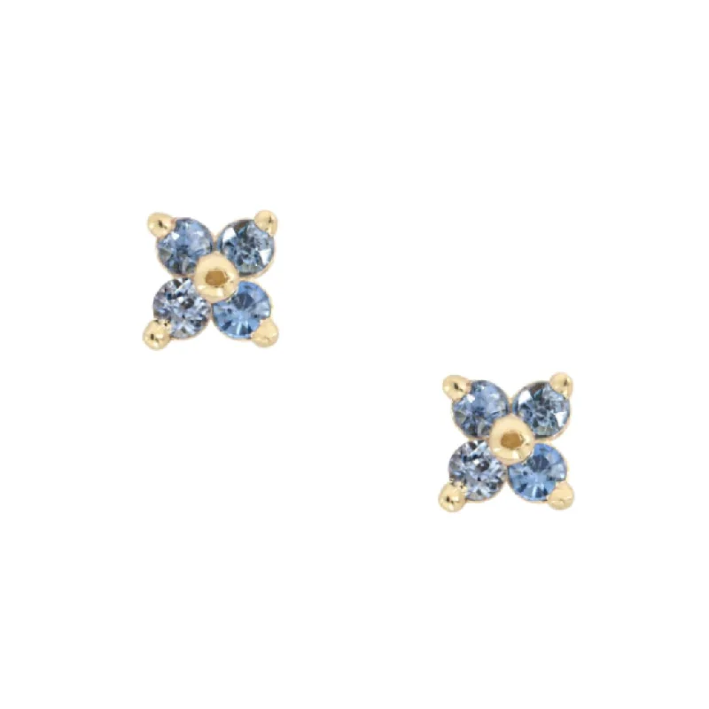 emerald-cut ruby eternity ring Clover Studs, Light Blue Sapphire