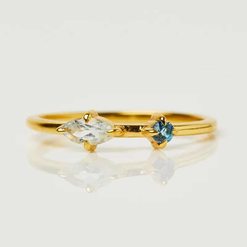 titanium wedding band men’s black Santorini Aquamarine & London Blue Topaz Stacking Band
