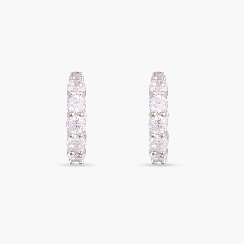 Cosmic brilliance CZ Silver Hoops