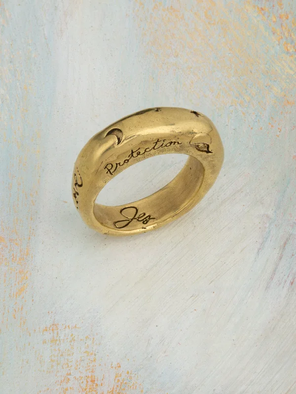 men’s leather and silver bracelet Courage & Protection Ring