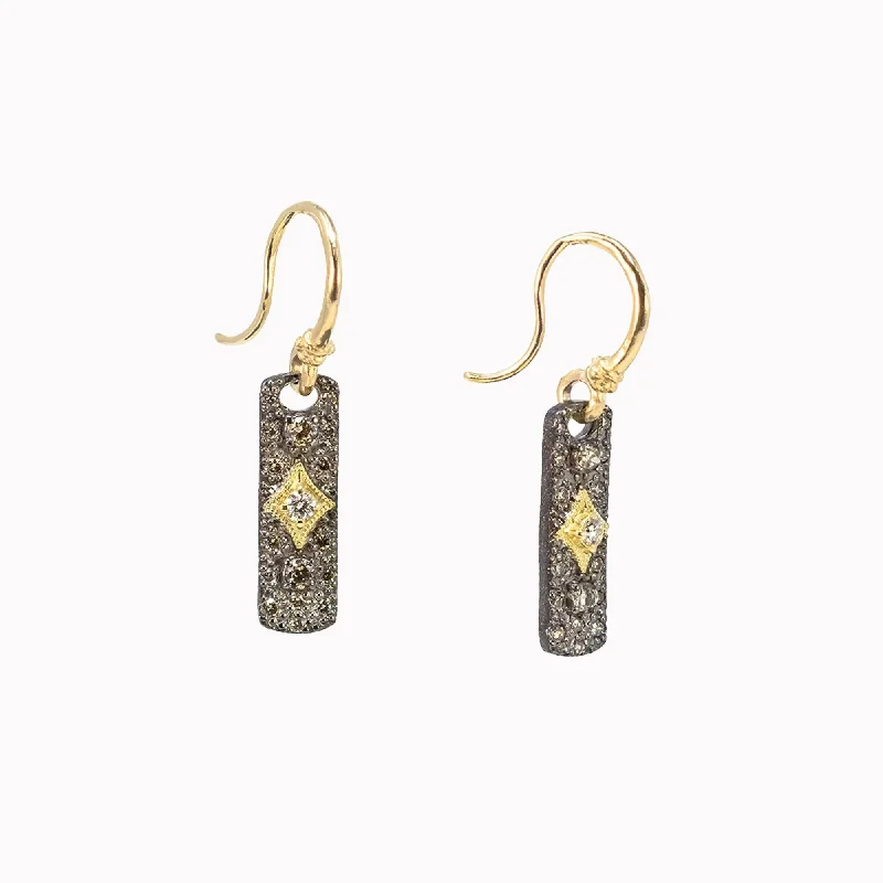 sparkling diamond drop earrings Crivelli Bar Dangle Earrings