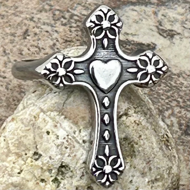 Cross Ring - Heart Cross- R230