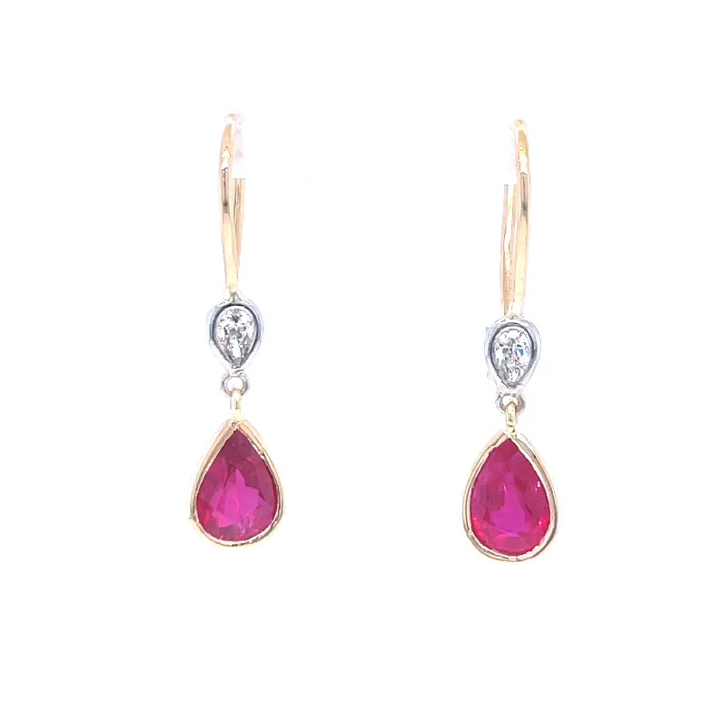 small diamond nose stud Custom Handmade Ruby & Diamond Drop Earrings