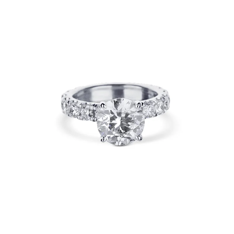 Custom Platinum Round Diamond Engagement Ring