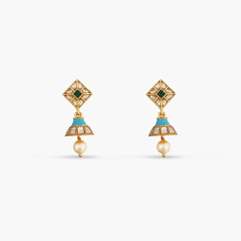 Dainty Kempu Silver Jhumki Earrings